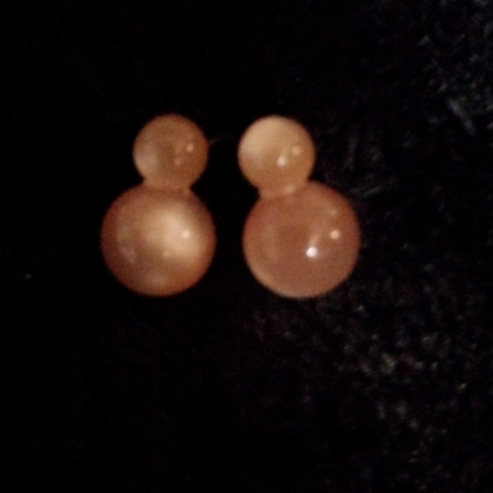 Costume jade, light pink, pierced earrings